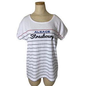 Alsace women's shirt XL white short sleeve striped Alsace Strasbourg